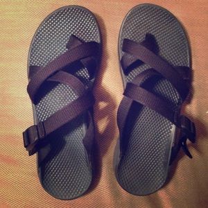 Black backless Chacos