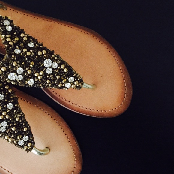 Naughty Monkey Gold Beaded Sandals