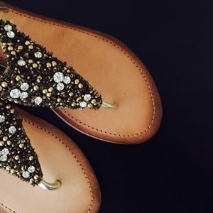 Naughty Monkey Gold Beaded Sandals