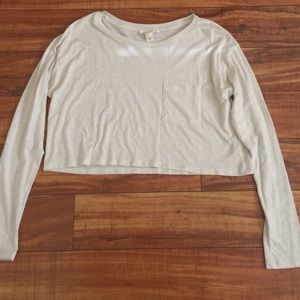 Cream Long Sleeved Crop Top