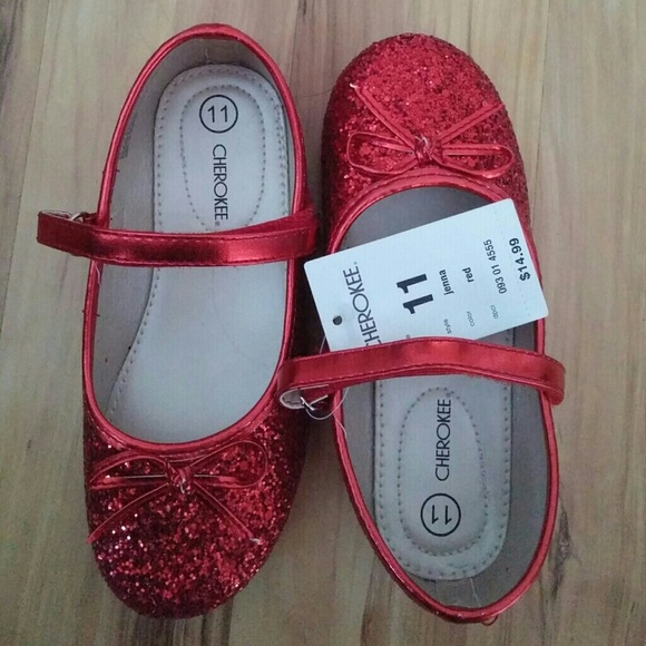 Size 11 (girl) red sparkle slip on shoes