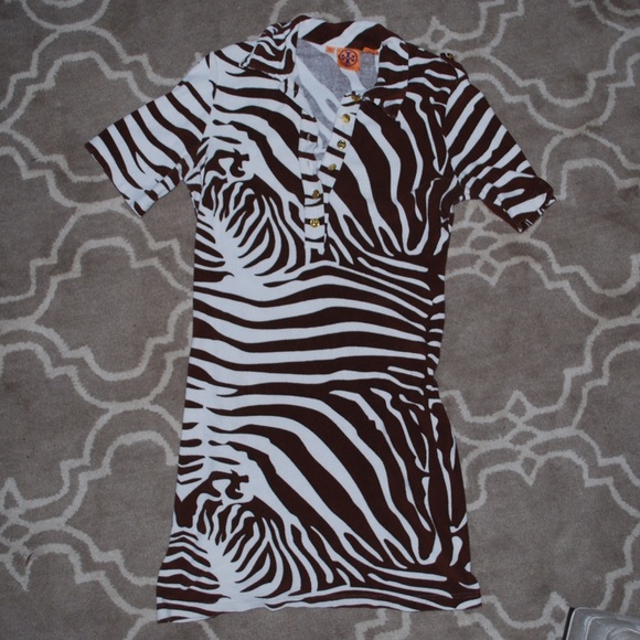 Tory Burch Brown Zebra Terry Cloth Dress