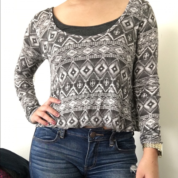 Hollister Tribal print crop top