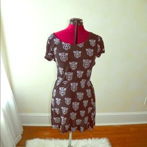 Open-back Cat Print Dress