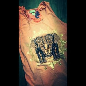 Tank top coral/orange elephant