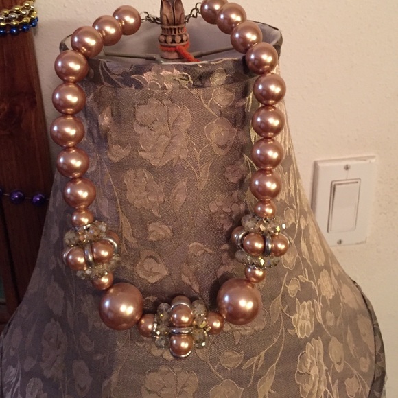 Gold and clear bulky necklace