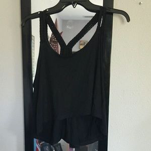 black slightly cropped tank top