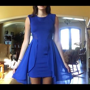 Bebe royal blue mesh cut-out homecoming dress