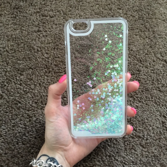 Heart glitter waterfall iPhone 6 Plus case