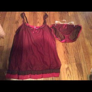Cacique Plus 26/28  Pink Lace Babydoll Panties Set