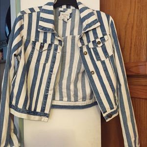 Blue&White Striped Denim Jacket