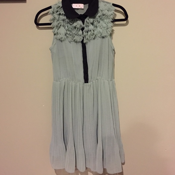 One of a kind mint chiffon pleated dress.