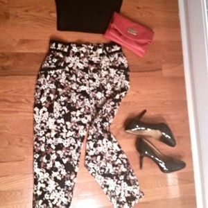 Anthropologie ankle length floral print pants