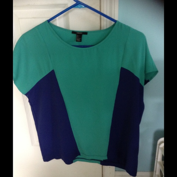 Color Block blue and green top - Picture 1 of 3