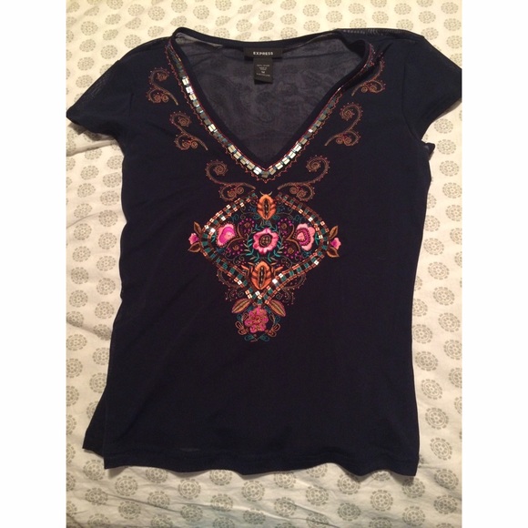 Express Jeweled V-Neck
