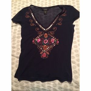 Express Jeweled V-Neck