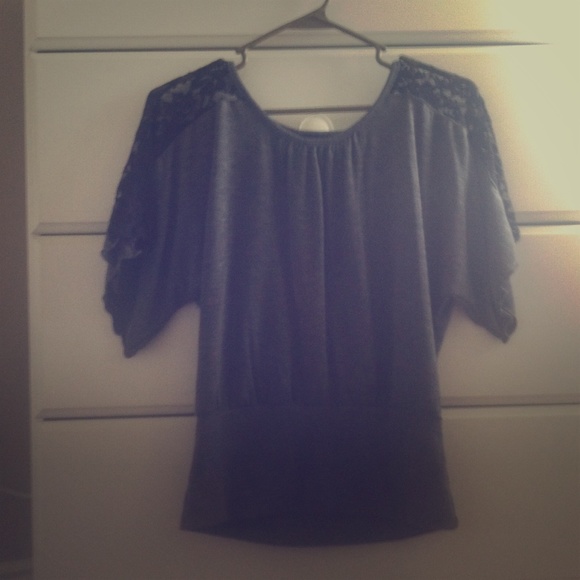 Gray dress shirt w/ lace