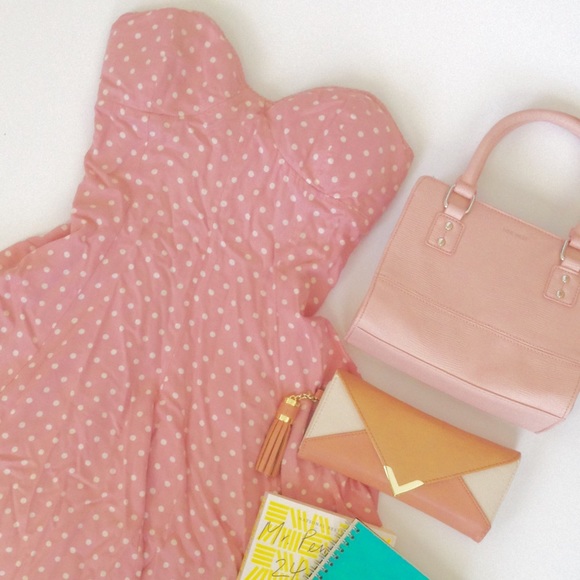 AE Pink Bustier Polka Dot Fit & Flare Dress