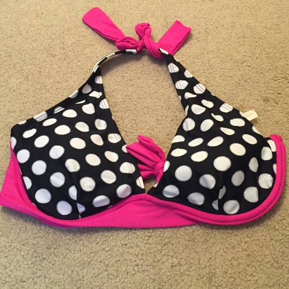Pink, and Black/White Poka Dot Top Swim Suit - Picture 1 of 1