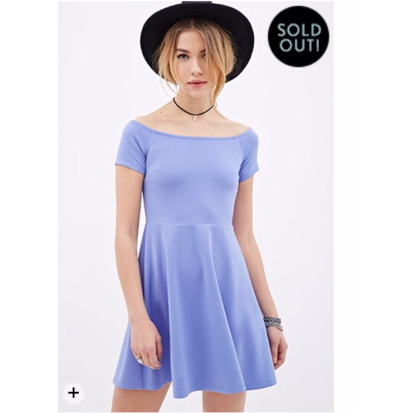 Periwinkle Scuba off the shoulders skater dress