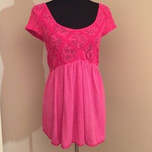 New Free People pink lace top