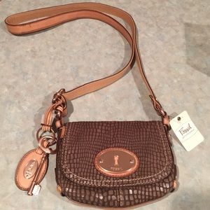 NWT Fossil leather cross body purse