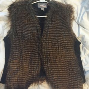 Brown and Black Faux Fur Vest