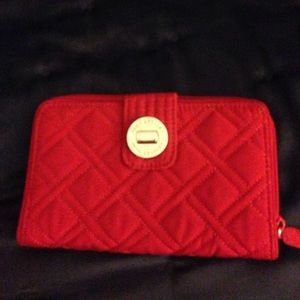 Vera Bradley Microfiber Turnlock Wallet Tango Red