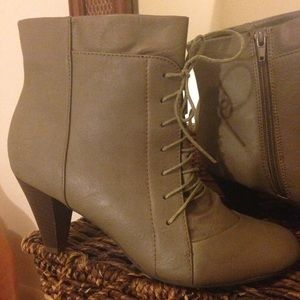 Taupe lace up booties