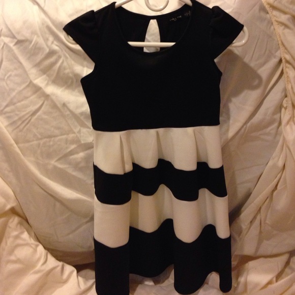 Black and white striped dress