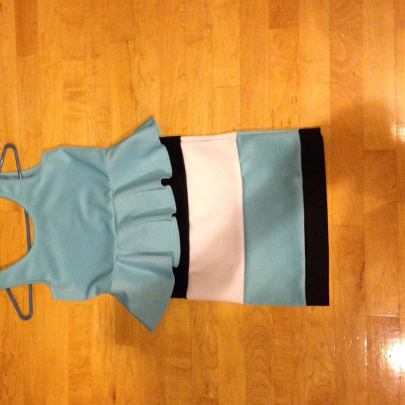 Blue white and black dress