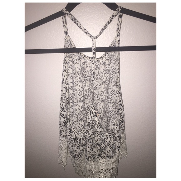 LF black and white patterned lace tank - Picture 2 of 4
