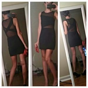 Little black dress with see thru parts