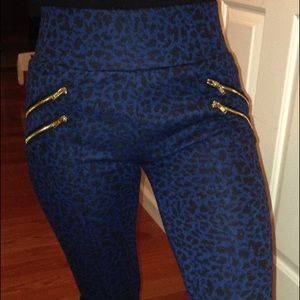 Connection 18 leapord print pants with zippers