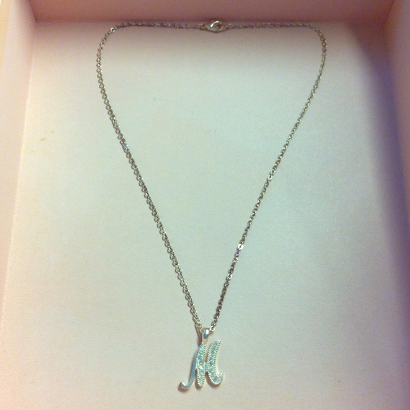 Initial "M" rhinestone charm necklace