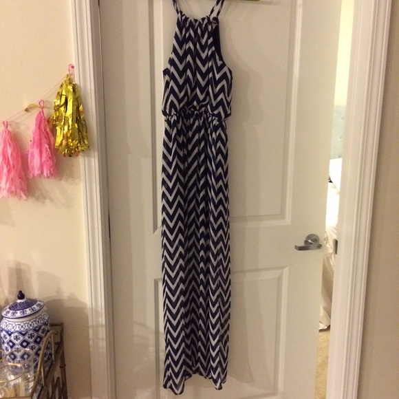 Navy and white chevron maxi