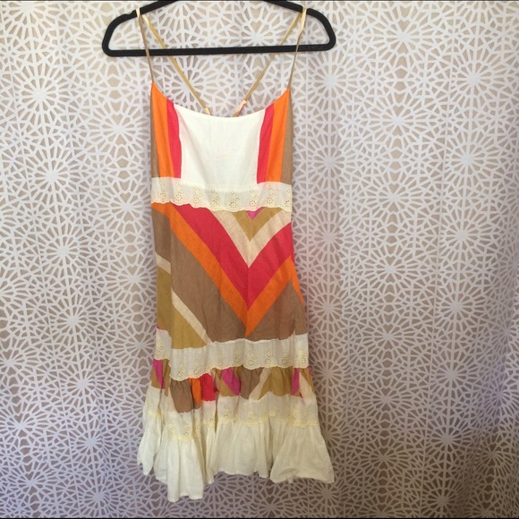 Free People Dress 8 Eyelet Linen Chevron