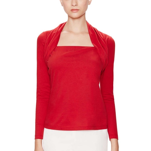 Cotton Cashmere Blend Portrait Neck Top
