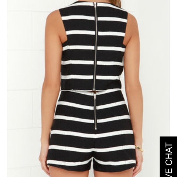 Ivory and Black Striped Two-Piece Set