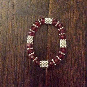 red and silver bracelet