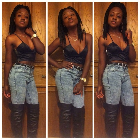 Thigh high leather boots