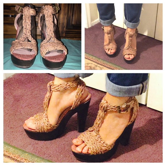 Shoemint "Sarah Raffia" Platform Sandals