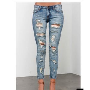 Distressed Medium Wash Ankle Skinny Jeans