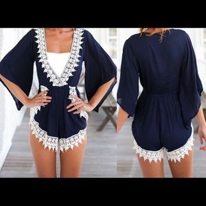 Royal Blue Lace Romper