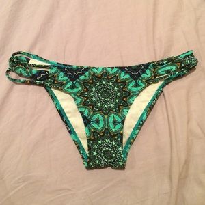green and blue medallion print bottoms