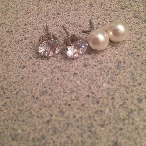 Diamond and pearl earrings