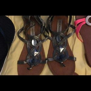 Brown and black sandals