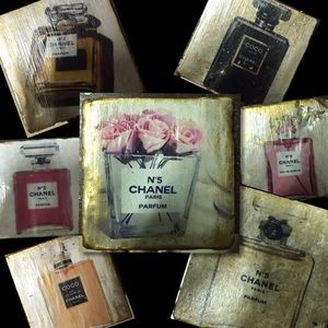 Hand made Chanel travertine coasters, set of four