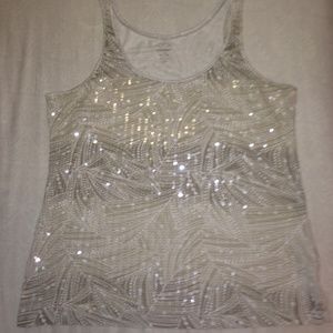 Sequin tribal island print tank XL