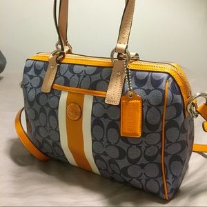Coach Signature Stripe PVC Satchel Crossbody